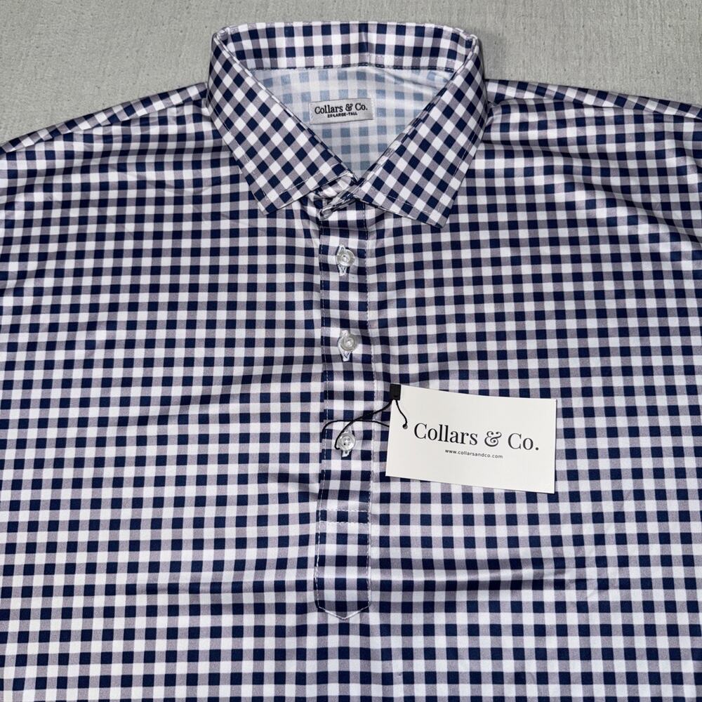 Collars and Co Golf Polo Purple White Check Size 2XL Tall Preppy New With Tags